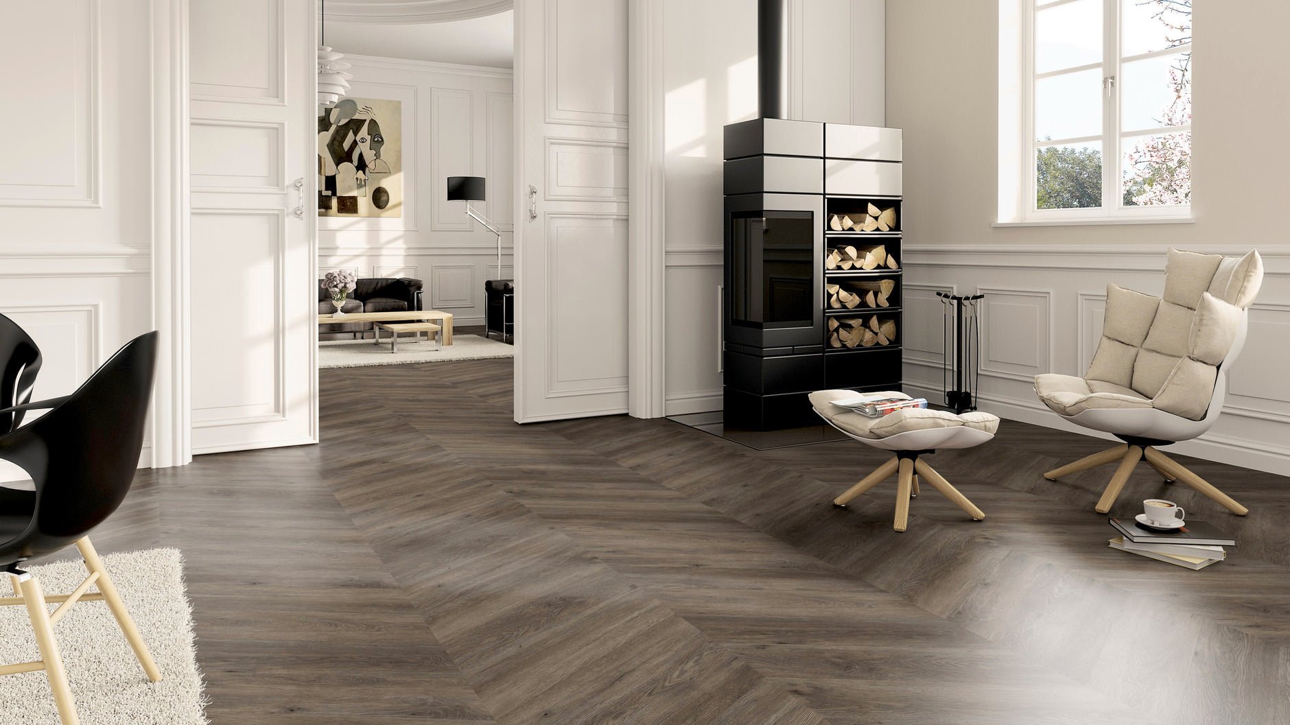 LVT Vinilinės grindys PERFORM Oak Canberra Chevron - Kiliminesplyteles.lt