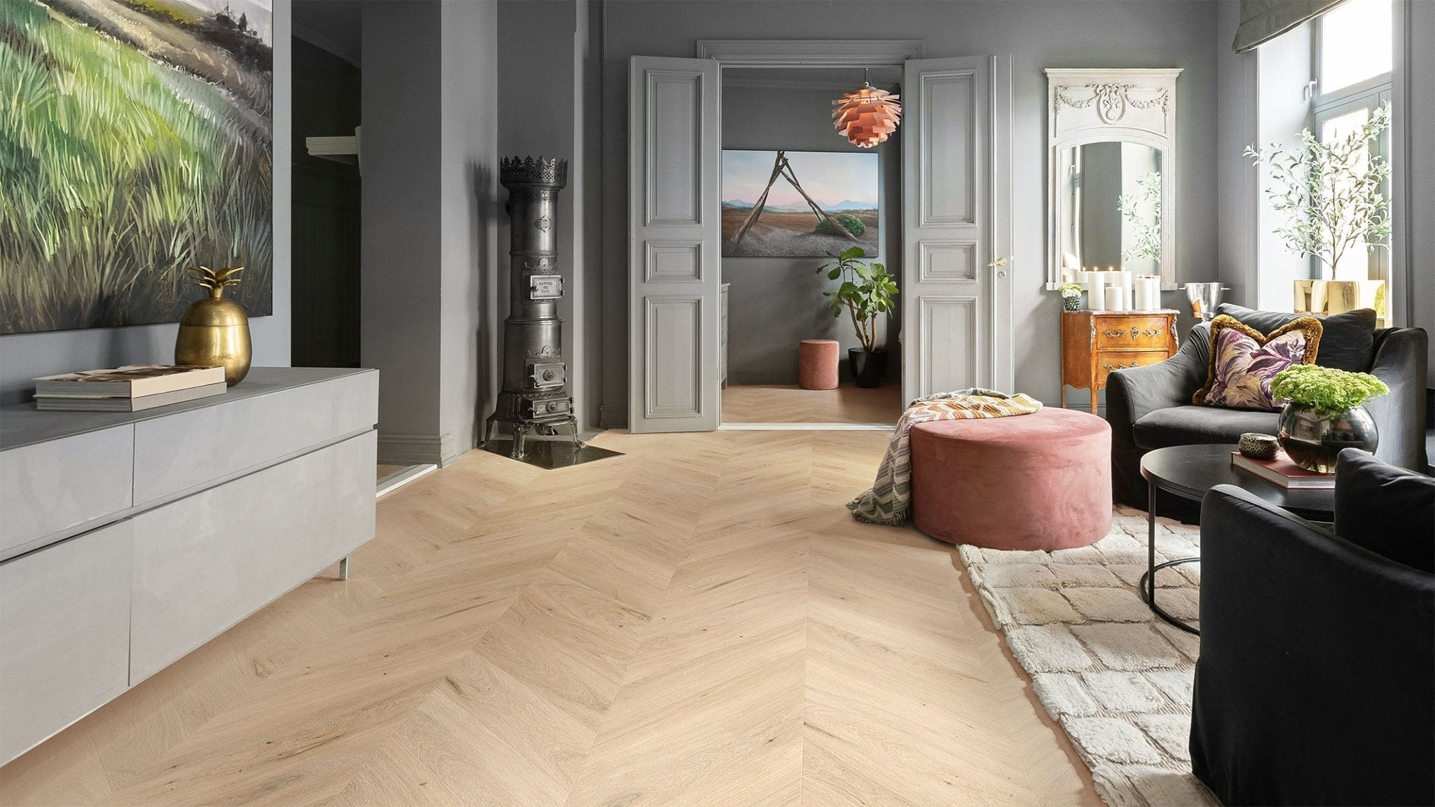 Vinilinės grindys Solen Chevron GD Upland Oak - Kiliminesplyteles.lt